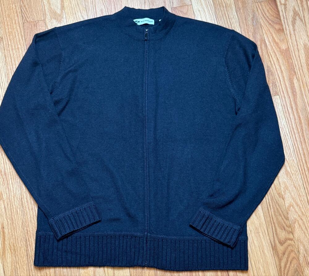 Vintage Wilke-Rodriguez Merino Blend Full Zip Knit Cardigan Sweater - Black
